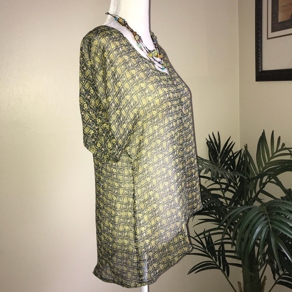 Blue Bird Sheer Cap Sleeve Top M - Picture 3 of 6